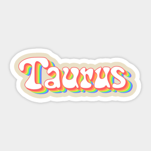 Retro Rainbow Taurus Sticker